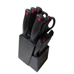 Astercook 14 Piece Kitchen‎ Knife Set with Block Black Stainless Steel Shears B3